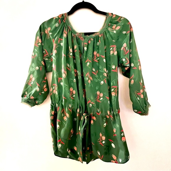 100% SILK REBECCA TAYLOR SILK FLORAL BLOUSE - Picture 9 of 12